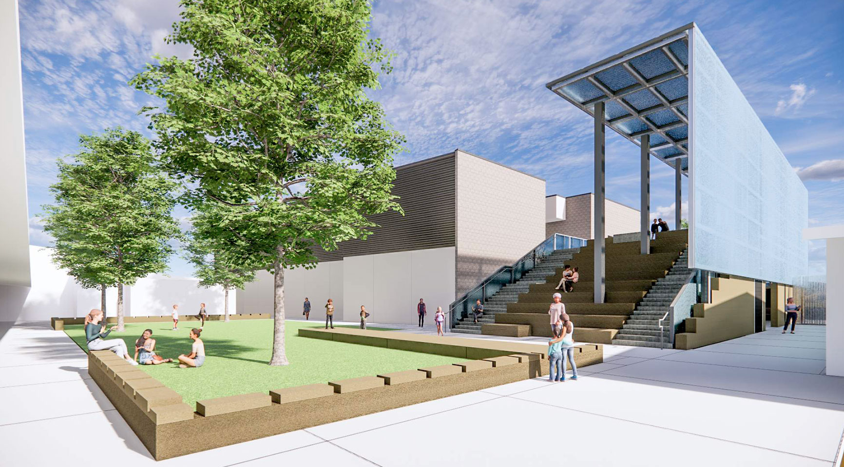 Middle School Courtyard Architecture Rendering